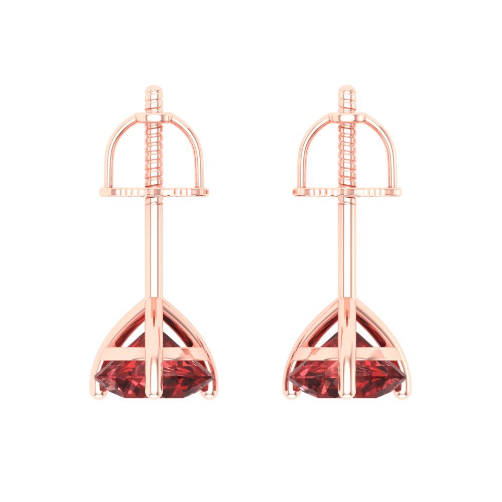 1.5 ctw Garnet Studs Earrings | 6mm Round Cut White Gold Screw back | January Birthstone