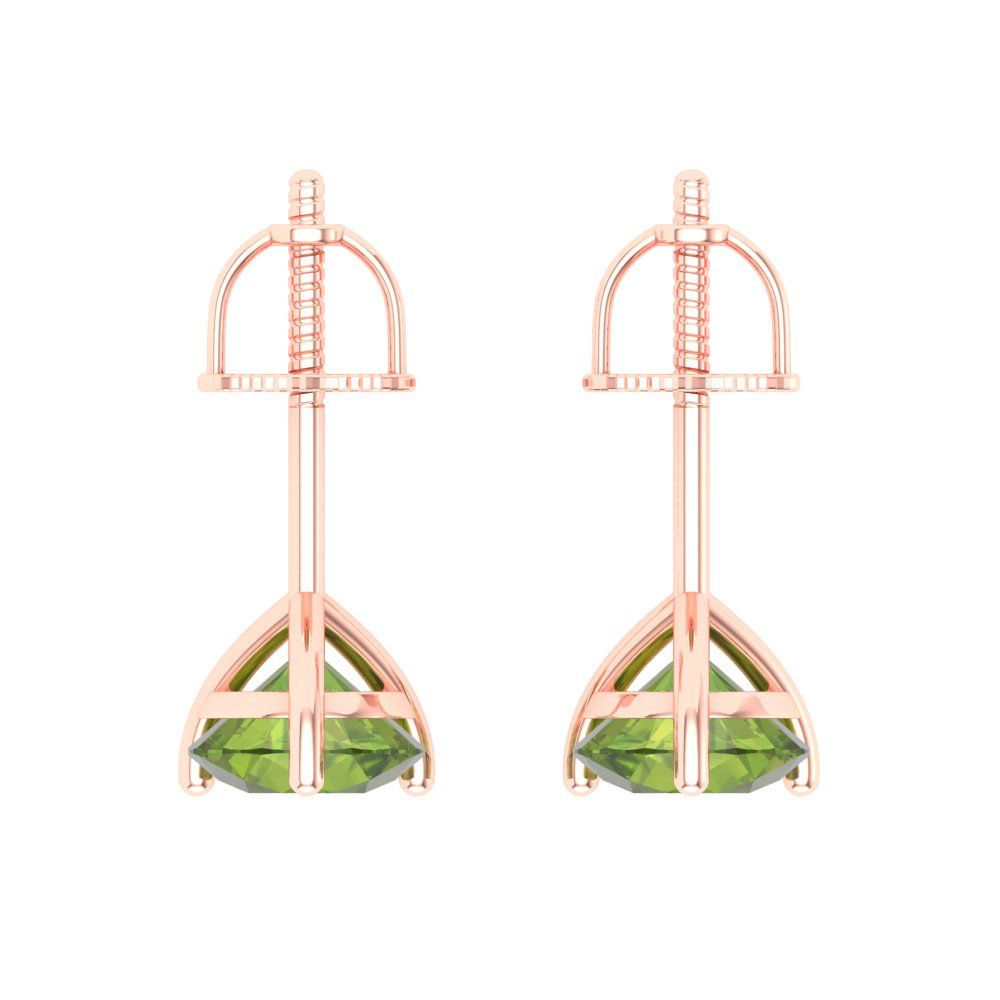 1.5 ctw Peridot Studs Earrings | 6mm Round Cut White Gold Screw back | August Birthstone