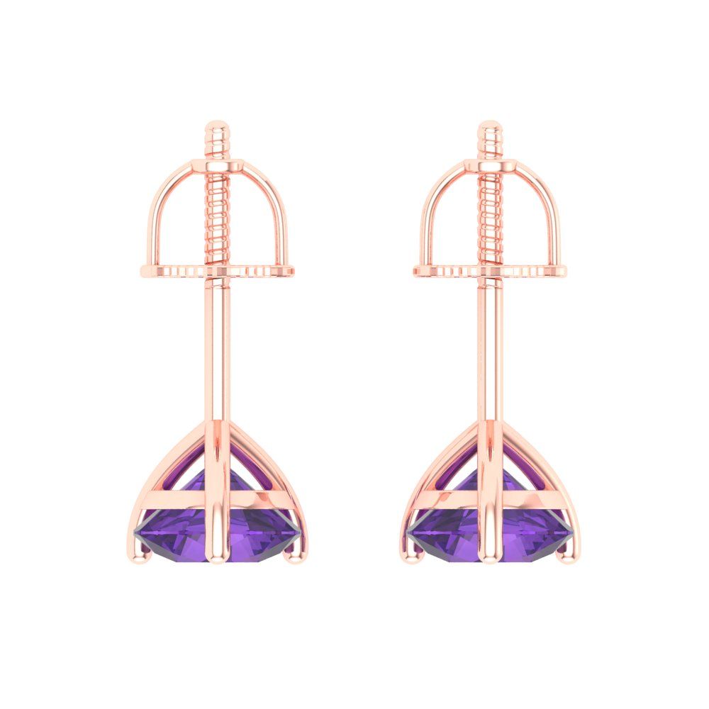 1.5cttw Amethyst Gold-Plated 925 Silver Screw Back Stud Earrings