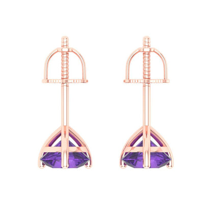 1.5cttw Amethyst Gold-Plated 925 Silver Screw Back Stud Earrings