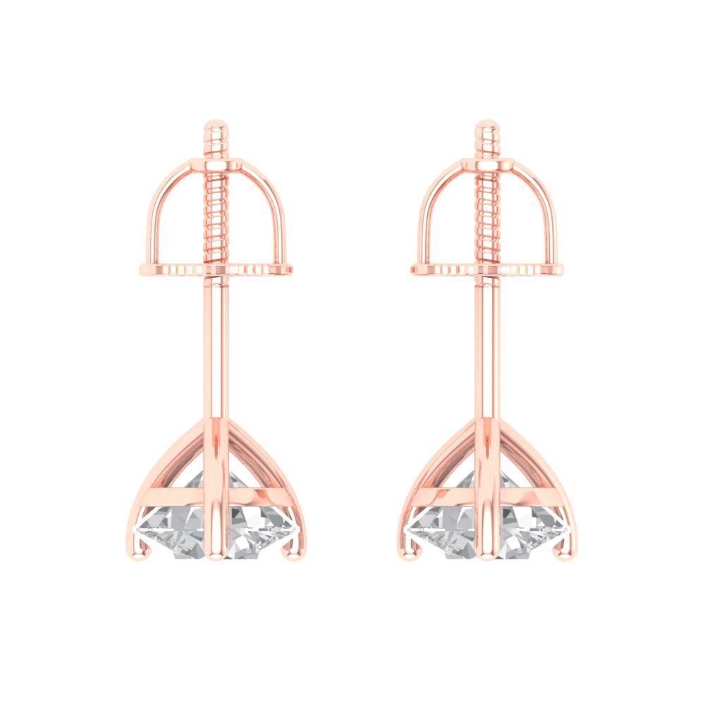 1.5 ctw Moissanite Studs Earrings | 6mm Round Cut White Gold Screw back | April Birthstone
