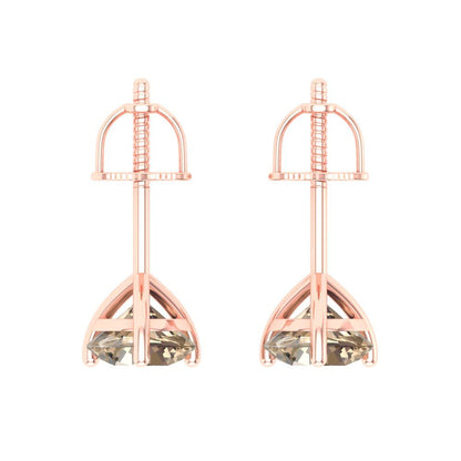 1.5 ctw Yellow Moissanite Studs Earrings | 6mm Round Cut White Gold Screw back | April Birthstone