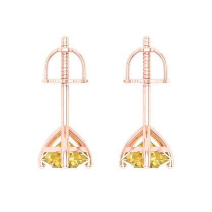 1.5 ctw Citrine Studs Earrings | 6mm Round Cut White Gold Screw back | November Birthstone