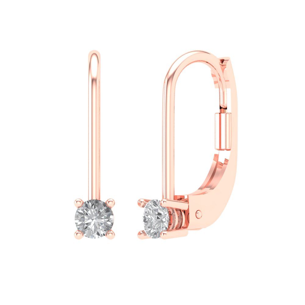 0.5 ctw Moissanite Drop Dangle Earrings | 4.0mm Round Cut White Gold Lever Back | April Birthstone