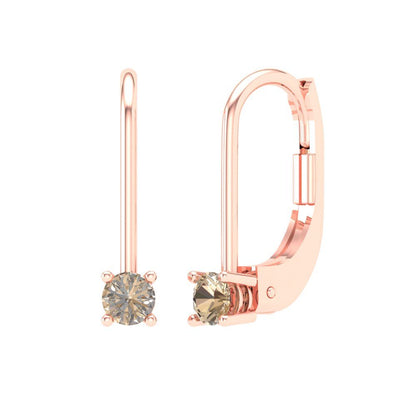 0.5 ctw Yellow Moissanite Drop Dangle Earrings | 4.0mm Round Cut White Gold Lever Back | April Birthstone