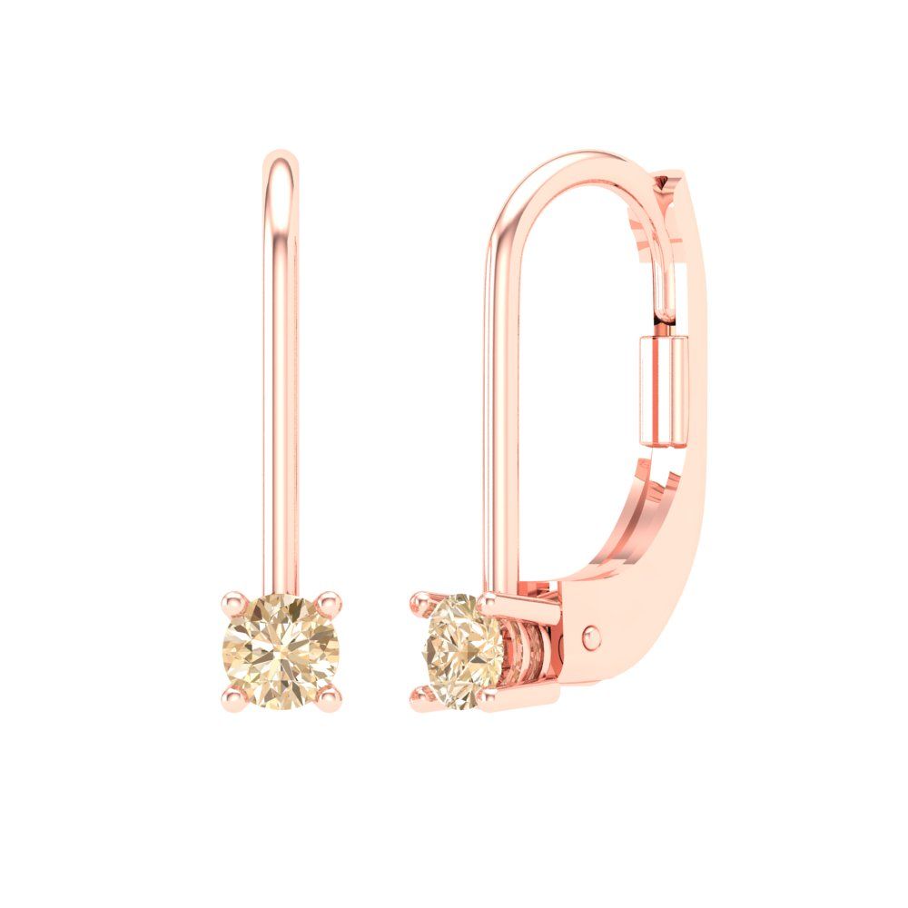 0.5 ctw Morganite Drop Dangle Earrings | 4.0mm Round Cut White Gold Lever Back | February Birthstone