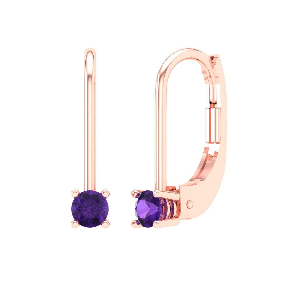 0.5cttw Amethyst Gold-Plated 925 Silver Lever Back Drop Dangle Earrings