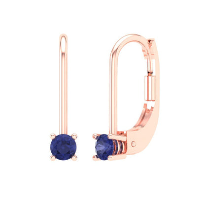 0.5 ctw Tanzanite Drop Dangle Earrings | 4.0mm Round Cut White Gold Lever Back | December Birthstone