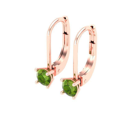 0.5 ctw Peridot Drop Dangle Earrings | 4.0mm Round Cut White Gold Lever Back | August Birthstone