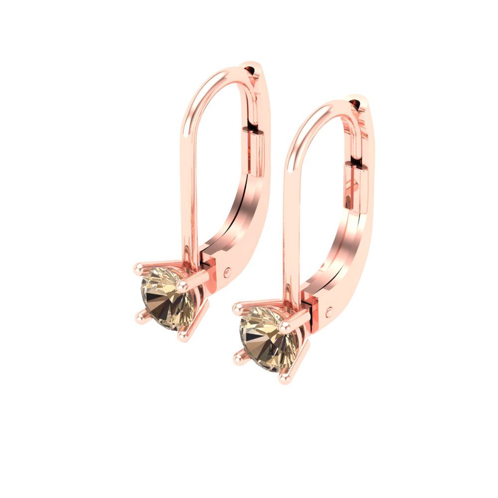 0.5 ctw Yellow Moissanite Drop Dangle Earrings | 4.0mm Round Cut White Gold Lever Back | April Birthstone
