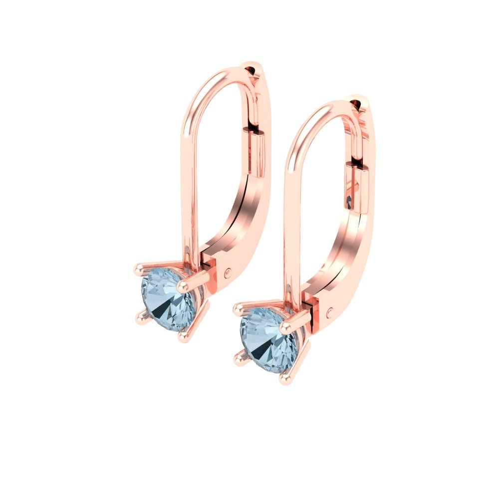 0.5cttw Aquamarine Gold-Plated 925 Silver Lever Back Drop Dangle Earrings