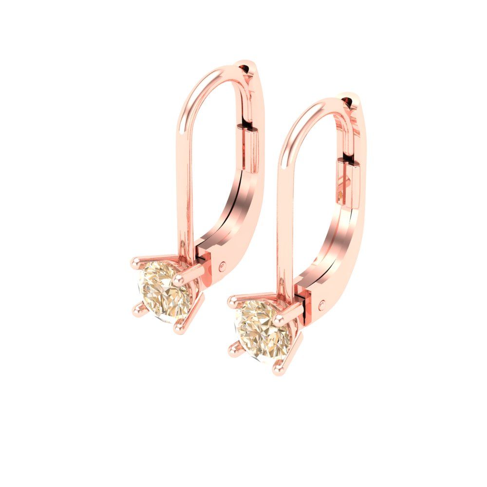 0.5 ctw Morganite Drop Dangle Earrings | 4.0mm Round Cut White Gold Lever Back | February Birthstone