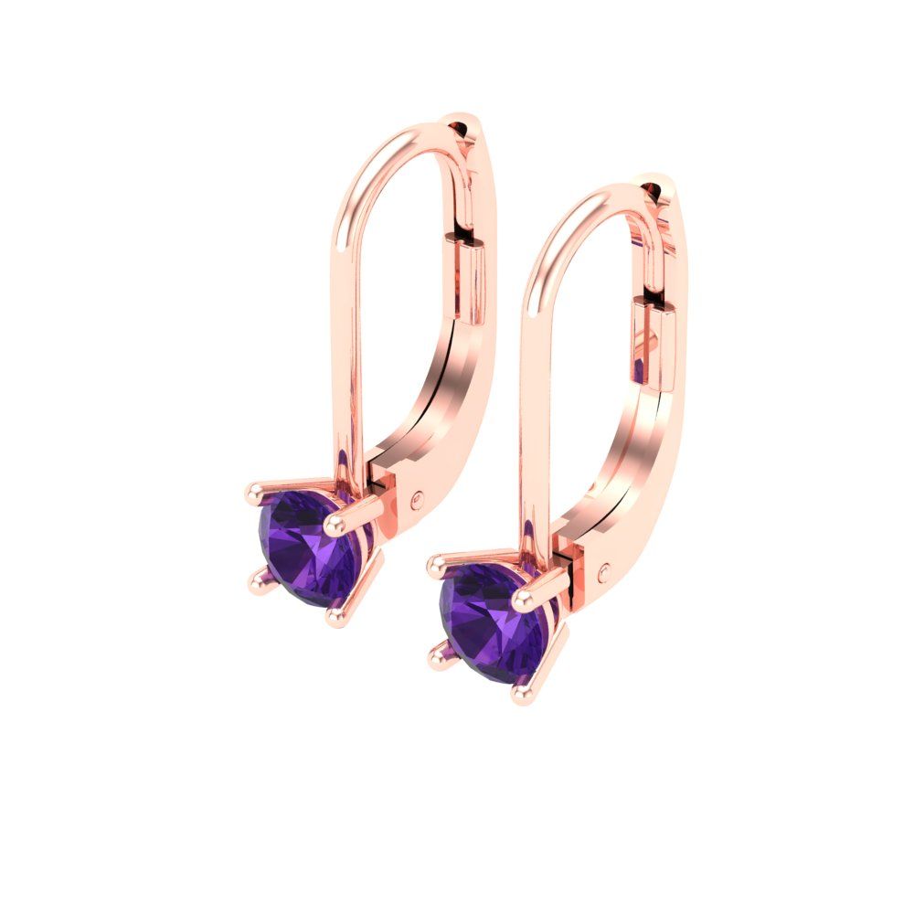 0.5cttw Amethyst Gold-Plated 925 Silver Lever Back Drop Dangle Earrings