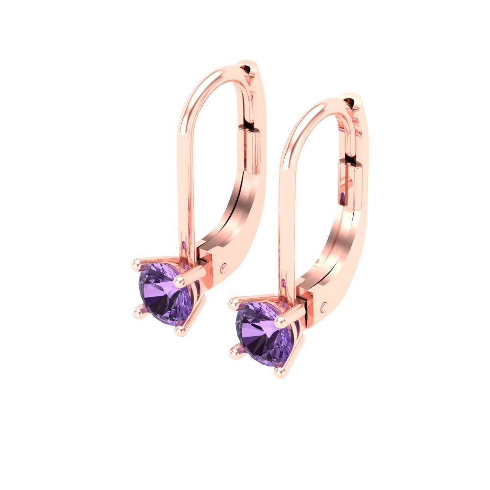0.5 ctw Alexandrite Drop Dangle Earrings | 4.0mm Round Cut White Gold Lever Back | June Birthstone