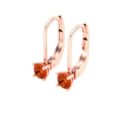 0.5 ctw Red Zirconia Drop Dangle Earrings | 4.0mm Round Cut White Gold Lever Back | April Birthstone