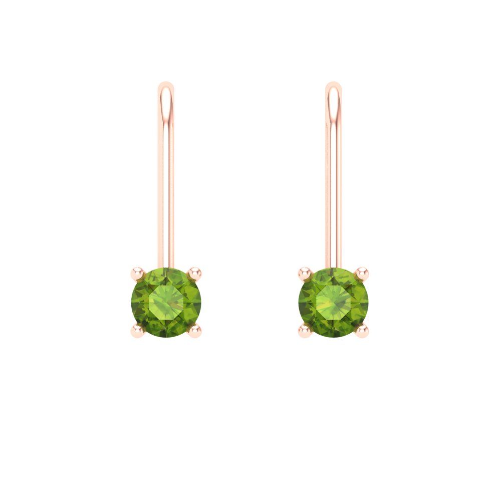 0.5 ctw Peridot Drop Dangle Earrings | 4.0mm Round Cut White Gold Lever Back | August Birthstone
