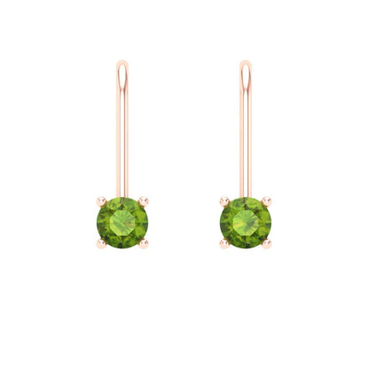 0.5 ctw Peridot Drop Dangle Earrings | 4.0mm Round Cut White Gold Lever Back | August Birthstone