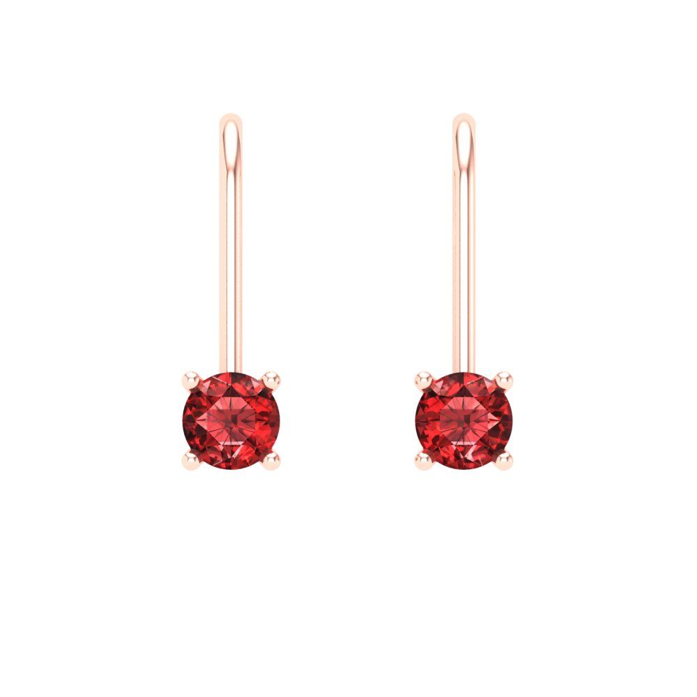 0.5 ctw Garnet Drop Dangle Earrings | 4.0mm Round Cut White Gold Lever Back | January Birthstone