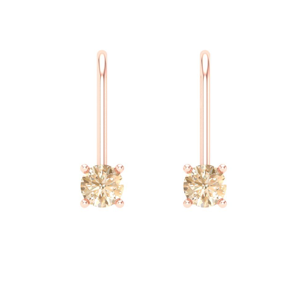 0.5 ctw Morganite Drop Dangle Earrings | 4.0mm Round Cut White Gold Lever Back | February Birthstone