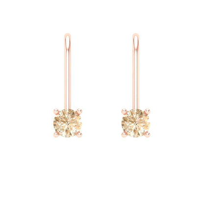 0.5 ctw Morganite Drop Dangle Earrings | 4.0mm Round Cut White Gold Lever Back | February Birthstone