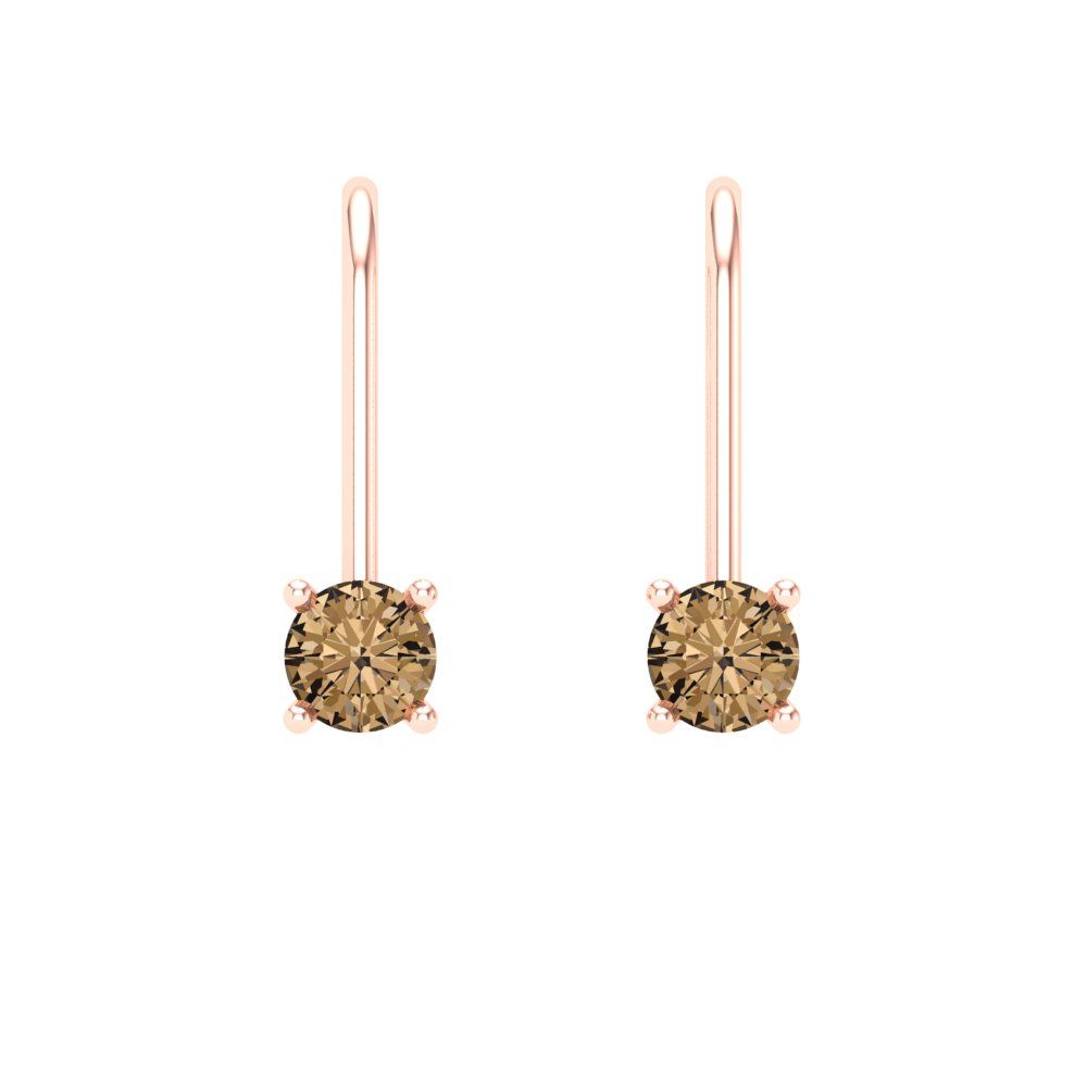 0.5 ctw Champagne Drop Dangle Earrings | 4.0mm Round Cut White Gold Lever Back | April Birthstone
