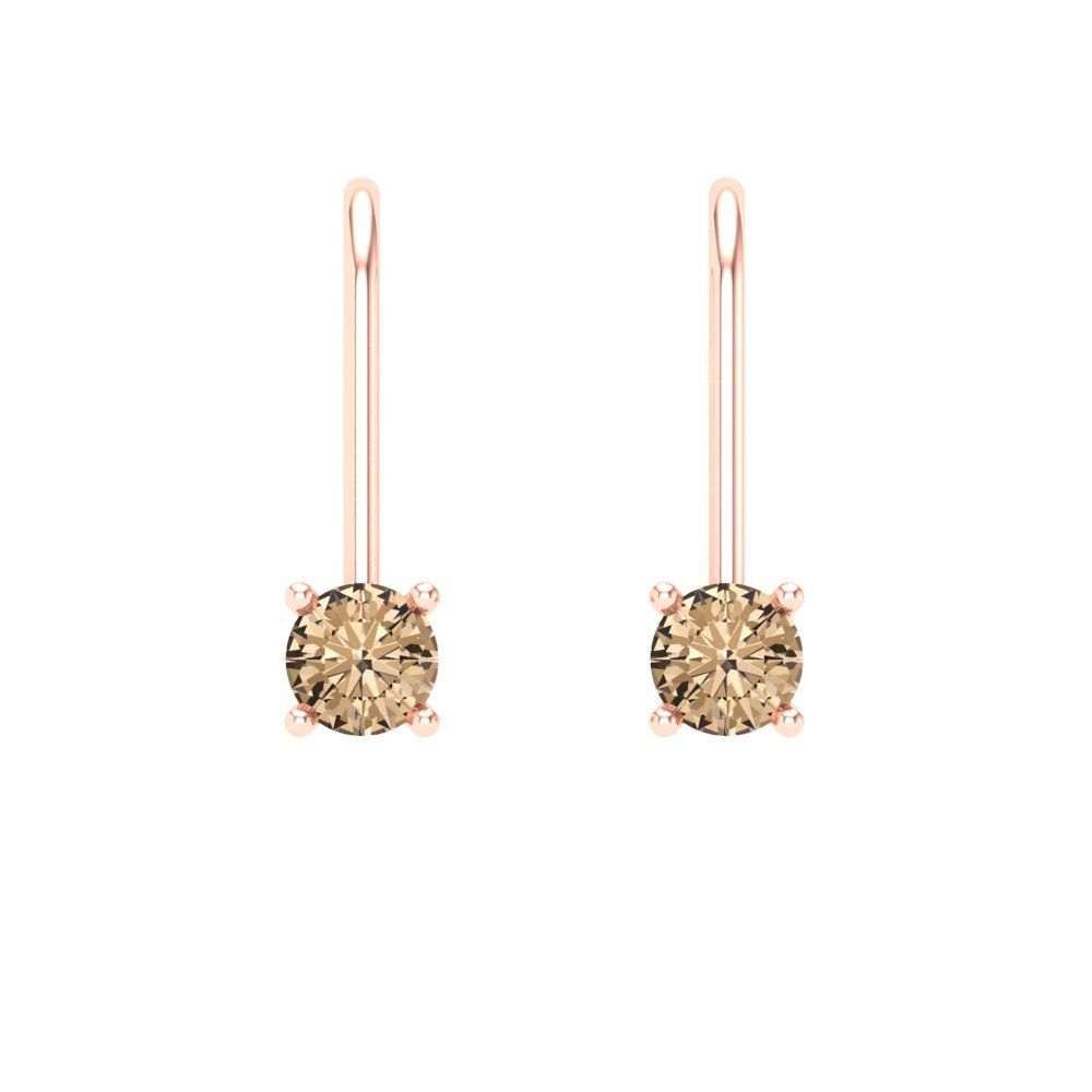 0.5 ctw Yellow Moissanite Drop Dangle Earrings | 4.0mm Round Cut White Gold Lever Back | April Birthstone