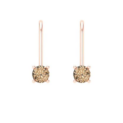 0.5 ctw Yellow Moissanite Drop Dangle Earrings | 4.0mm Round Cut White Gold Lever Back | April Birthstone