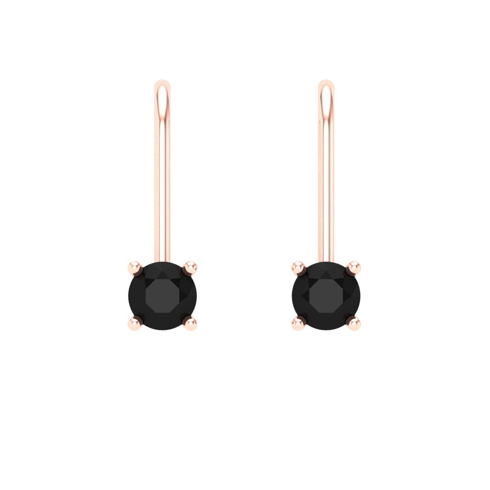 0.5 ctw Onyx Drop Dangle Earrings | 4.0mm Round Cut White Gold Lever Back | July Birthstone