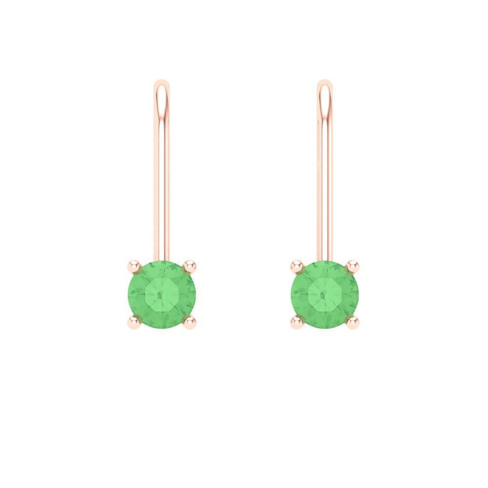 0.5 ctw Green Zirconia Drop Dangle Earrings | 4.0mm Round Cut White Gold Lever Back | April Birthstone