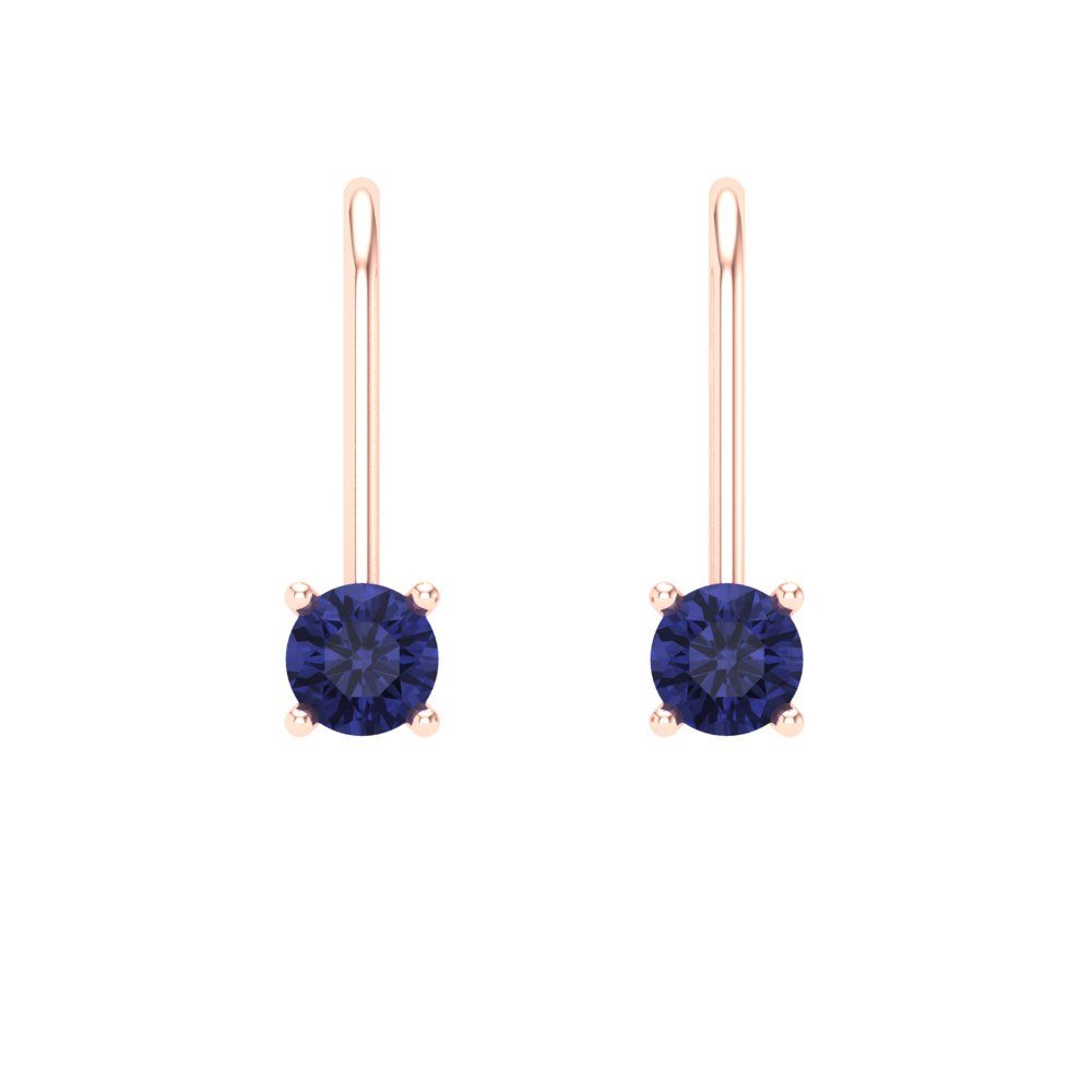 0.5 ctw Tanzanite Drop Dangle Earrings | 4.0mm Round Cut White Gold Lever Back | December Birthstone