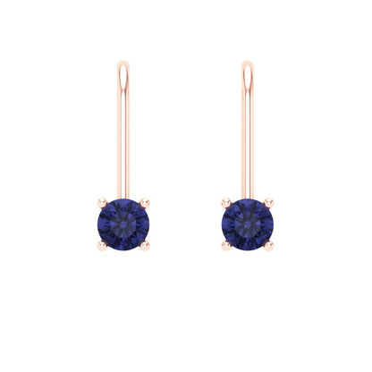 0.5 ctw Tanzanite Drop Dangle Earrings | 4.0mm Round Cut White Gold Lever Back | December Birthstone