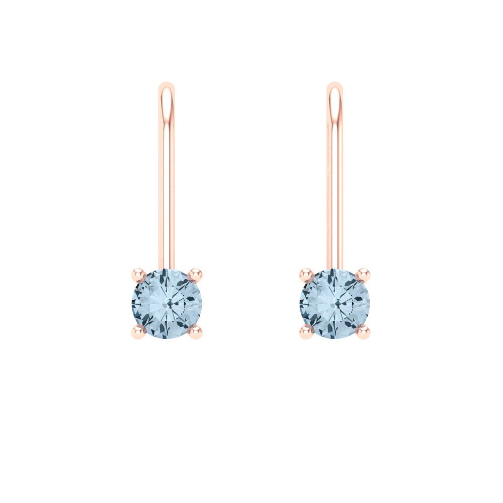 0.5 ctw Aquamarine Drop Dangle Earrings | 4.0mm Round Cut White Gold Lever Back | March Birthstone