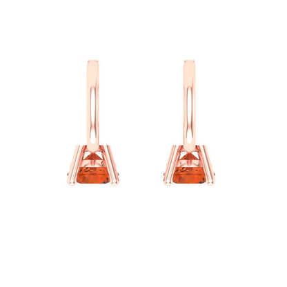 0.5 ctw Red Zirconia Drop Dangle Earrings | 4.0mm Round Cut White Gold Lever Back | April Birthstone