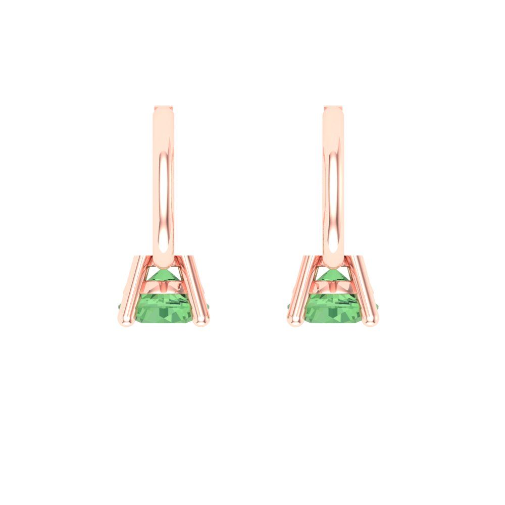 0.5 ctw Green Zirconia Drop Dangle Earrings | 4.0mm Round Cut White Gold Lever Back | April Birthstone
