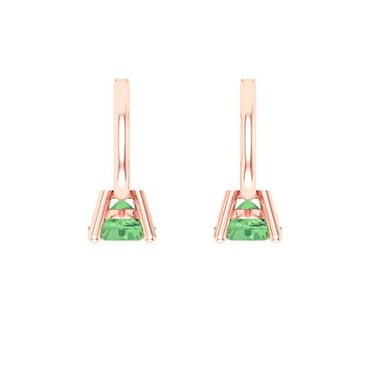 0.5 ctw Green Zirconia Drop Dangle Earrings | 4.0mm Round Cut White Gold Lever Back | April Birthstone