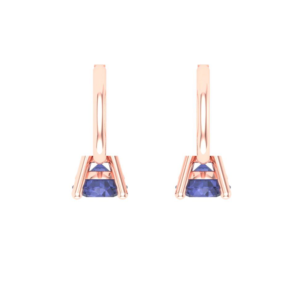 0.5 ctw Tanzanite Drop Dangle Earrings | 4.0mm Round Cut White Gold Lever Back | December Birthstone