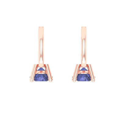 0.5 ctw Tanzanite Drop Dangle Earrings | 4.0mm Round Cut White Gold Lever Back | December Birthstone