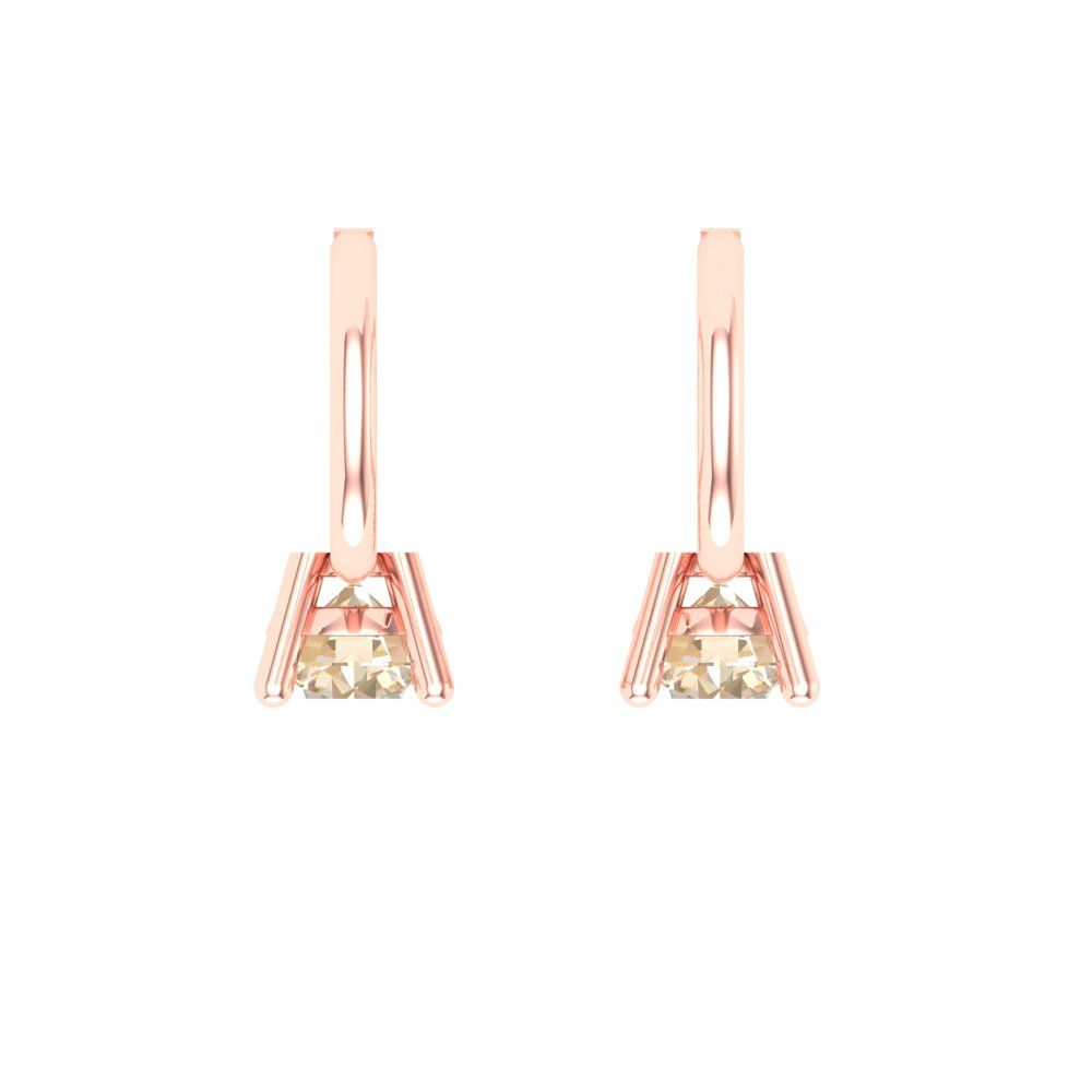 0.5 ctw Morganite Drop Dangle Earrings | 4.0mm Round Cut White Gold Lever Back | February Birthstone