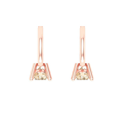 0.5 ctw Morganite Drop Dangle Earrings | 4.0mm Round Cut White Gold Lever Back | February Birthstone