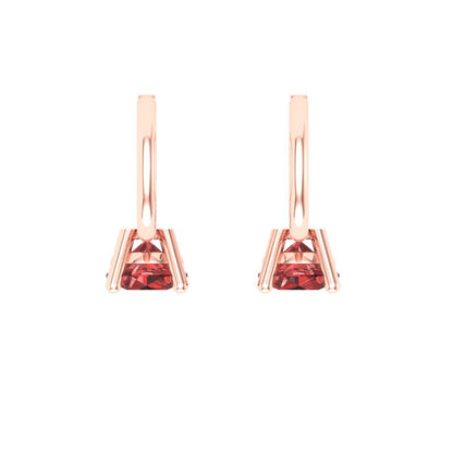 0.5 ctw Garnet Drop Dangle Earrings | 4.0mm Round Cut White Gold Lever Back | January Birthstone