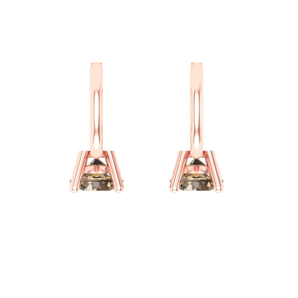 0.5 ctw Champagne Drop Dangle Earrings | 4.0mm Round Cut White Gold Lever Back | April Birthstone