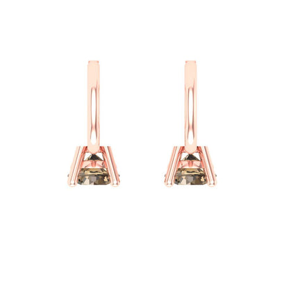 0.5 ctw Champagne Drop Dangle Earrings | 4.0mm Round Cut White Gold Lever Back | April Birthstone