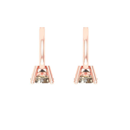 0.5 ctw Yellow Moissanite Drop Dangle Earrings | 4.0mm Round Cut White Gold Lever Back | April Birthstone