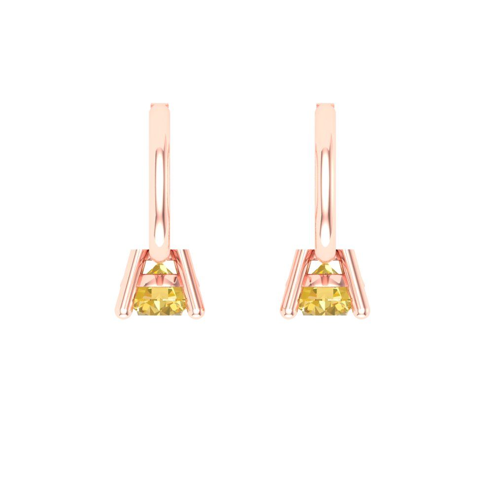 0.5 ctw Citrine Drop Dangle Earrings | 4.0mm Round Cut White Gold Lever Back | November Birthstone