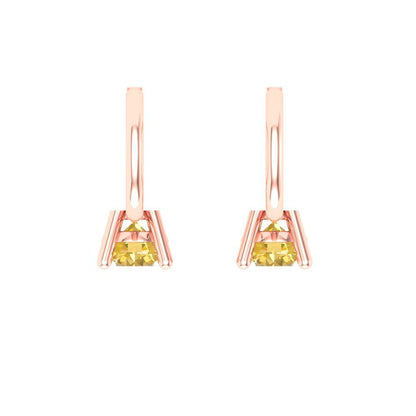 0.5 ctw Citrine Drop Dangle Earrings | 4.0mm Round Cut White Gold Lever Back | November Birthstone