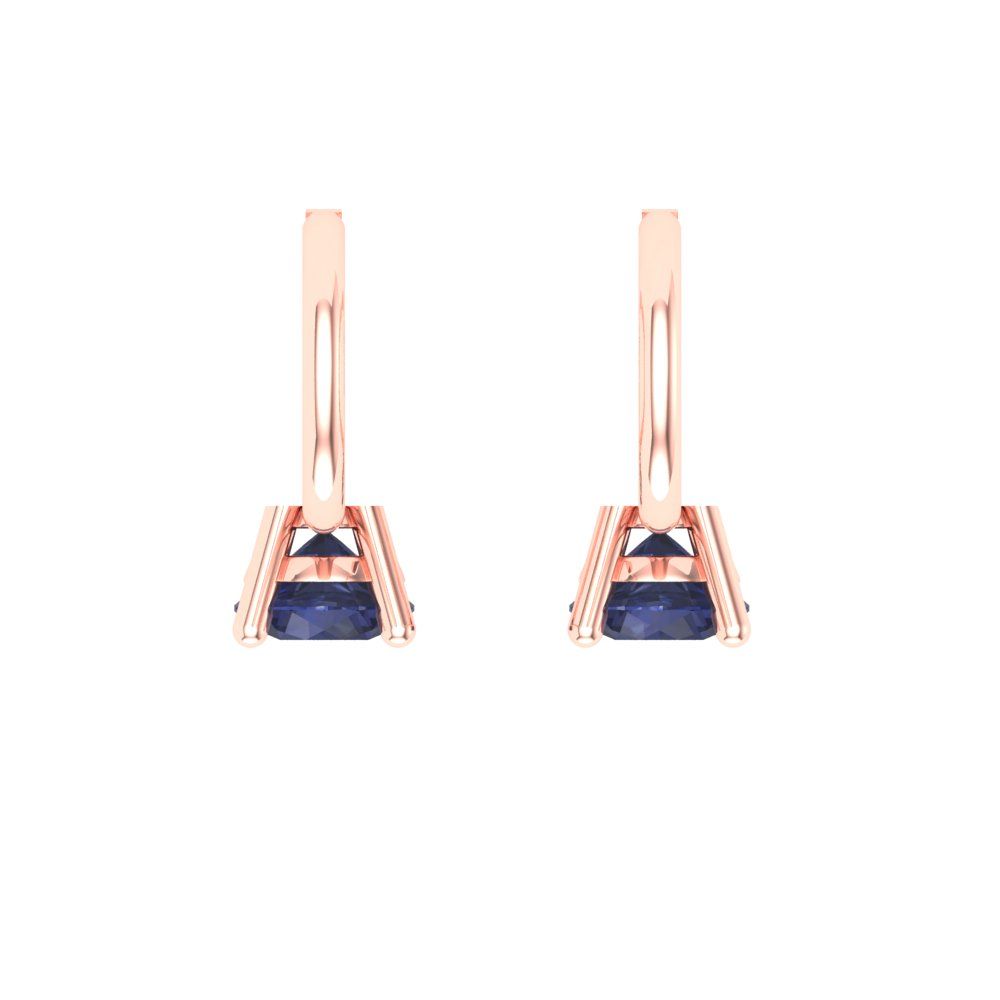 0.5 ctw Blue Sapphire Drop Dangle Earrings | 4.0mm Round Cut White Gold Lever Back | September Birthstone
