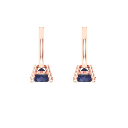 0.5 ctw Blue Sapphire Drop Dangle Earrings | 4.0mm Round Cut White Gold Lever Back | September Birthstone
