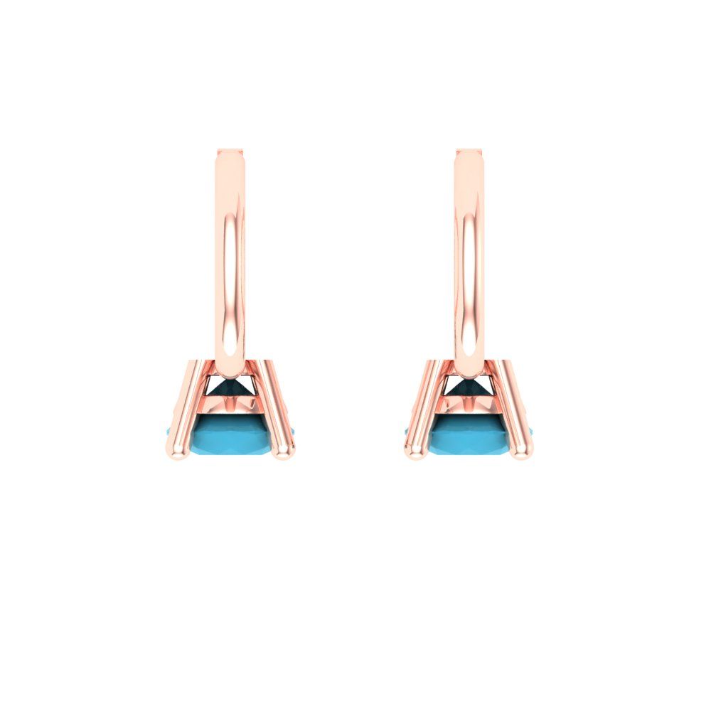 0.5 ctw Turquoise Drop Dangle Earrings | 4.0mm Round Cut White Gold Lever Back | December Birthstone