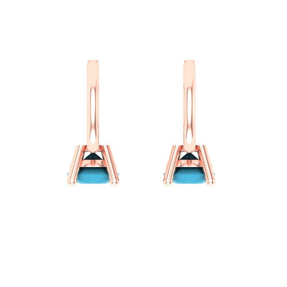 0.5 ctw Turquoise Drop Dangle Earrings | 4.0mm Round Cut White Gold Lever Back | December Birthstone