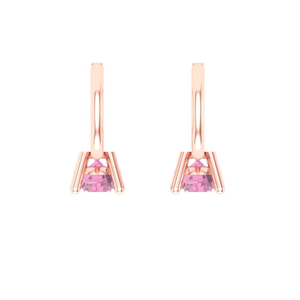 0.5 ctw Pink Zirconia Drop Dangle Earrings | 4.0mm Round Cut White Gold Lever Back | April Birthstone